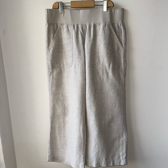 Allen Allen USA Linen Cropped Wide Leg Pant - Picture 3 of 10